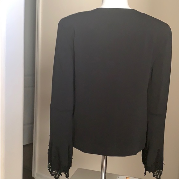 Mika Mendel Black Glenda Bell Sleeves w/Embroidery Accent Zip Front Jacket - Picture 6 of 11